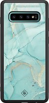 Casimoda® hoesje - Geschikt voor Samsung Galaxy S10+ - Marmer mint groen - Luxe Hard Case Zwart - Backcover telefoonhoesje - Mint