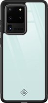 Casimoda® hoesje - Geschikt voor Samsung Galaxy S20 Ultra - Pastel Blauw - Luxe Hard Case Zwart - Backcover telefoonhoesje - Blauw
