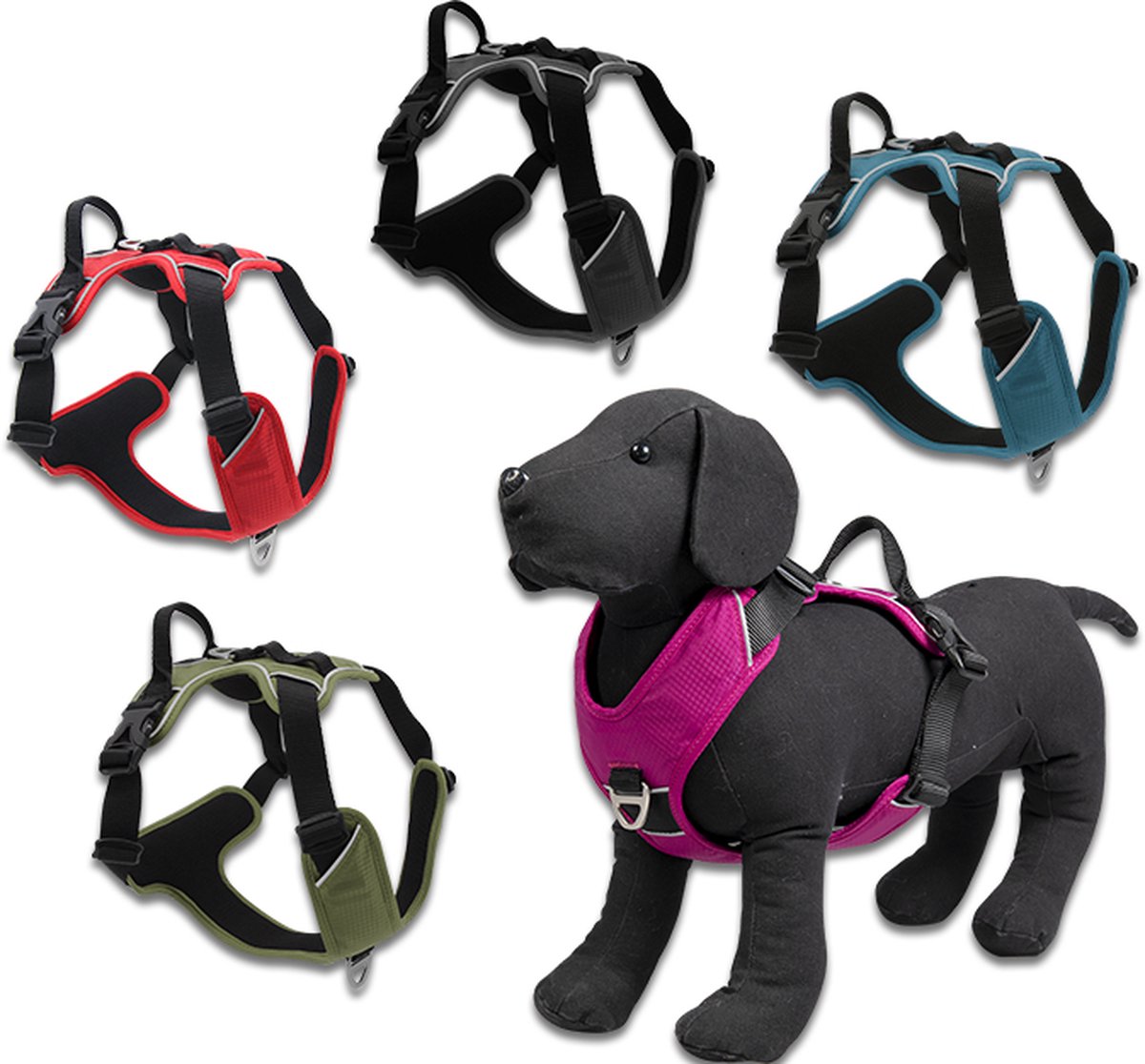 Jack and Vanilla - EXPEDITION - Honden Tuigje - Kleur: Rood - Maat: S - Halsomvang tussen 25-38 cm - Borstomvang tussen 37-50 cm