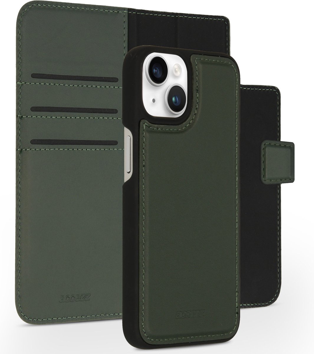 Accezz Premium Leather 2 in 1 Wallet Book Case iPhone 14 hoesje - Groen