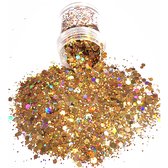 Chunky Festival Glitters (Rose goud) [Volume 8g - Festival Roze Gold Jewels Glitter Outfit Lichaam en Gezicht - Make-up Diamond Dots Face Body - Diamantjes Strass Steentjes - Kinderen Volwassenen Dames Makeup Tattoo]