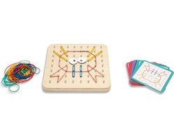 BS Toys Geobord - Speelgoed van FSC Hout - Elastiekspel - Motoriekspel - Montessori Speelgoed - Montessori - Kinderspeelgoed - 1 tot 2 Spelers - Cadeau kind