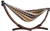 Vivere Double Katoen Hangmat met massief houten standaard (250 CM) - Gold Coast