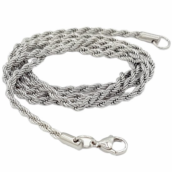 Tesoro Mio Michel – Ketting Rope Schakel - Edelstaal – L 60 cm, B 3 mm – Zilverkleurig