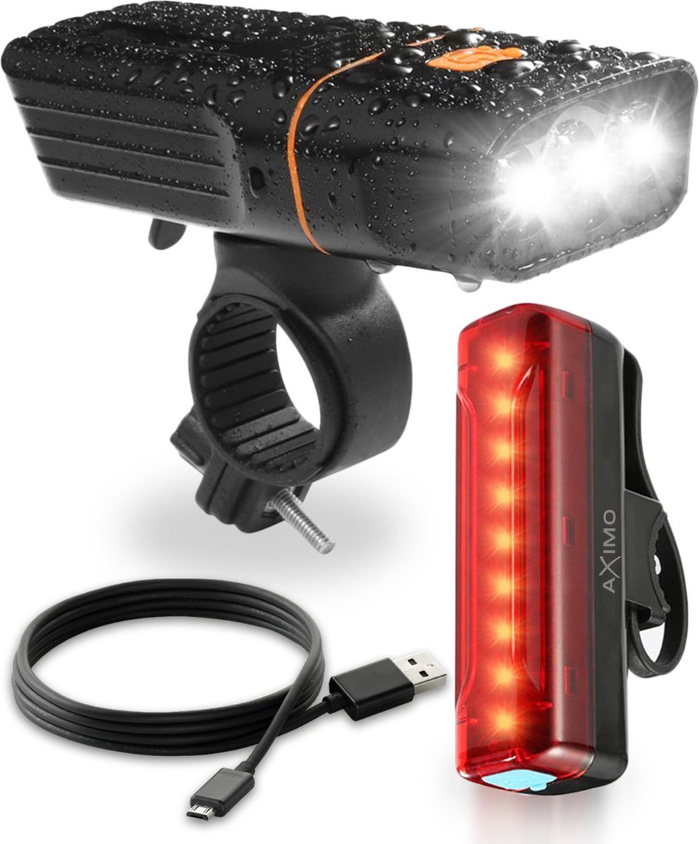 AXIMO Fietsverlichting 500 lumen - Fietslamp USB Oplaadbaar LED - Voorlicht  en... | bol