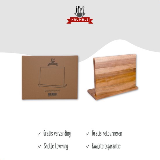 Krumble Magnetisch messenblok - acacia hout - Messenhouder voor uw messenset - Messenset niet inbegrepen - Bruin - Krumble