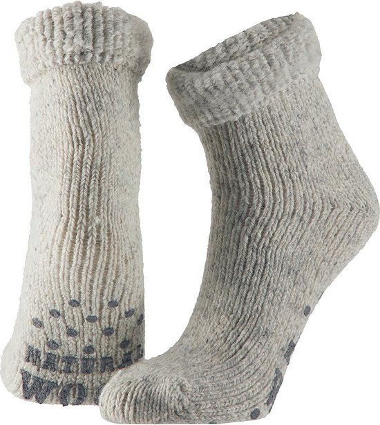 Wollen huis sokken anti-slip voor kinderen grijs - Slofsokken jongens/meisjes