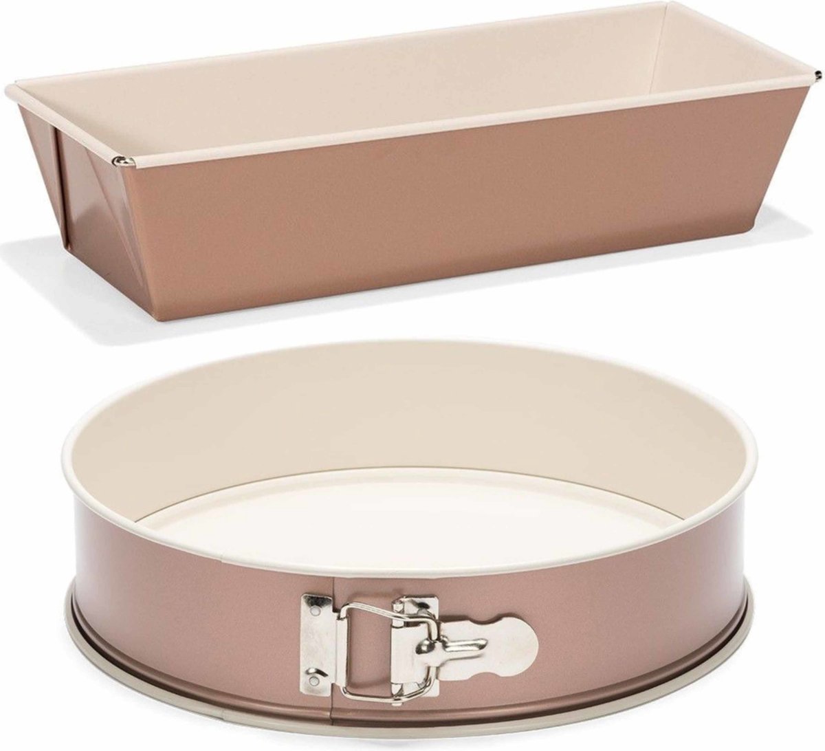 Set van 2x rose gouden bakvormen voor cake en taart 25 en 24 cm