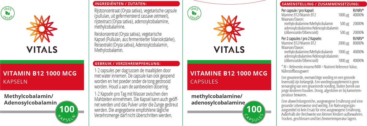 Vitals Vitamine B Mcg Capsules Biologisch Actieve Vormen Bol Com