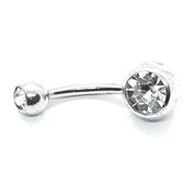 Navel Piercing - Zilver Met Steentjes