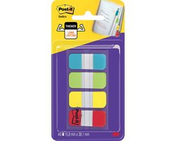 Post-it index Strong, ft 15,8 x 38,1 mm, blister met 4 kleuren, 10 tabs per kleur