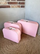 Set van 3 koffertjes karton roze