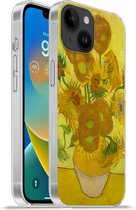 Geschikt voorApple Iphone 14 - Softcase hoesje - Zonnebloemen - Vincent van Gogh - Siliconen Telefoonhoesje