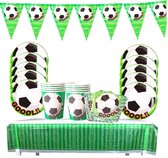 42 delige voetbal feest decoratie set - Uitdeel - Traktatie - Football - Verjaardag - Feestje - Servetten - Bekers - Bordjes - Slinger - Vlaggetjes - Tafelzeil - Goal