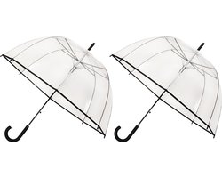 2x Transparante koepelparaplu 85 cm - doorzichtige paraplu - trouwparaplu - bruidsparaplu - stijlvol - plastic - automatisch - trouwen - bruiloft - trendy - fashionable