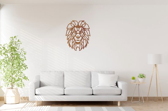 Houten dieren - Geometrische Leeuw 2 - Wanddecoratie - Lasergesneden - Geometrische dieren en vormen - Muurdecoratie - Line art - Wall art - Woonkamer