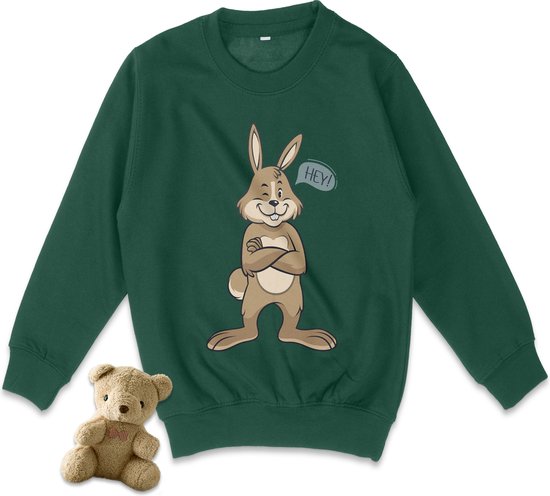 AWDis - Jongens en Meisjes Sweater Trui - Konijn - Groen - Maat 104 (XS)