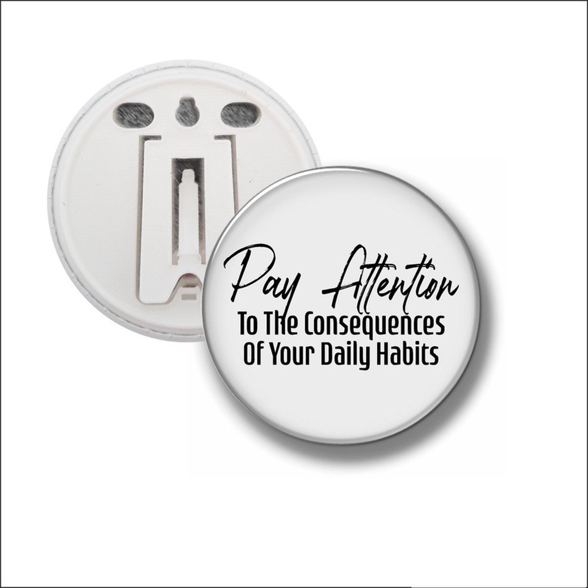 Button Met Clip 58 MM - Pay Attention