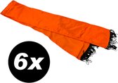 6x Oranje Sjaaltje Zijde 110 x 12 cm - WK / EK voetbal - Koningsdag - VOORDEELSET 6 STUKS