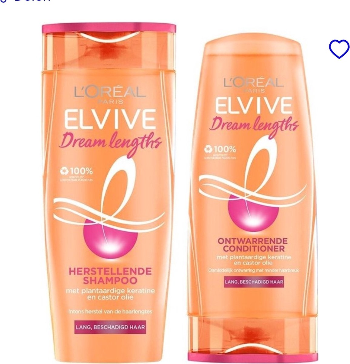 L'Oréal Paris Elvive Dream Lengths Shampoo - Conditioner 2x400 ml - Voordeelverpakking