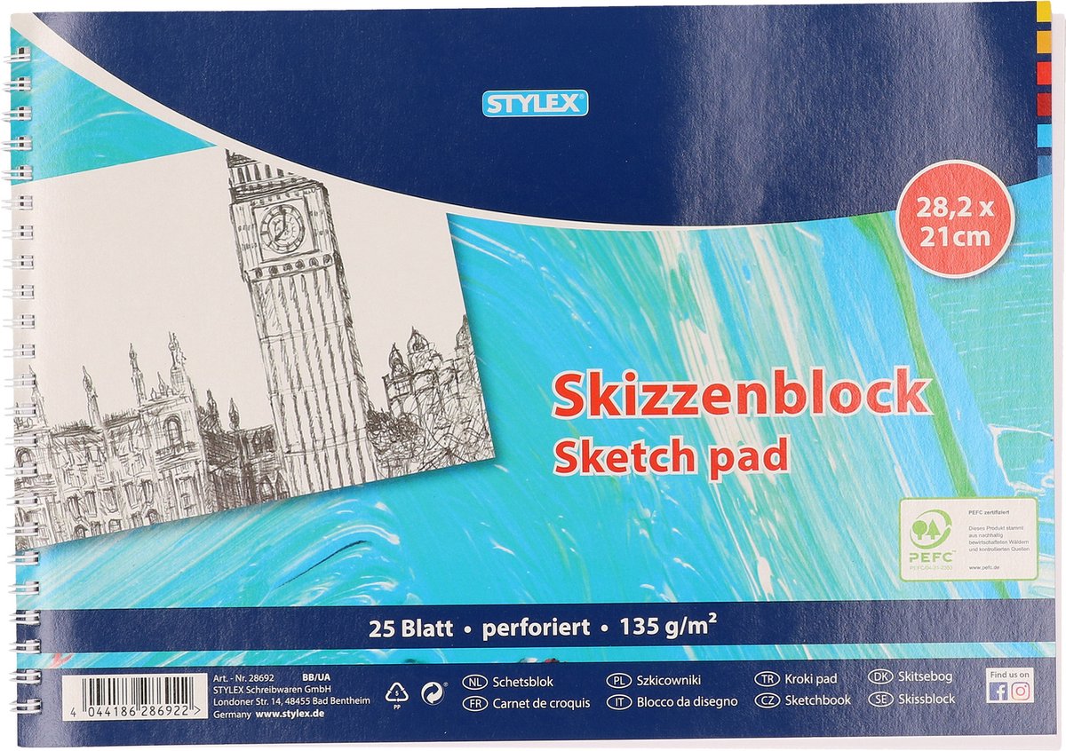 3x Schetsboeken/tekenboeken A4 25 vellen - schetsboeken tekenboeken plakboeken