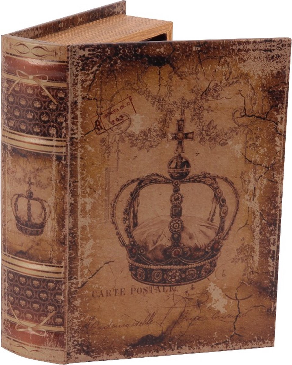 Baroque - Opberger - Opbergboek Kroon 23 cm - Bruin - 23x16.5x5.5 - PU Leather