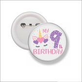 Button Met Speld 58 MM - My 9th Birthday