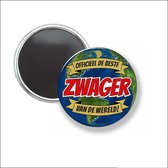 Button Met Magneet 58 MM - Officieel De Beste Zwager Van De Wereld - NIET VOOR KLEDING