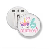 Button Met Clip 58 MM - My 6th Birthday