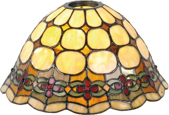Abat-jour Tiffany Ø 25*15 cm Plombs -jour en Glas Driehoek en Verres beige rouge Glas