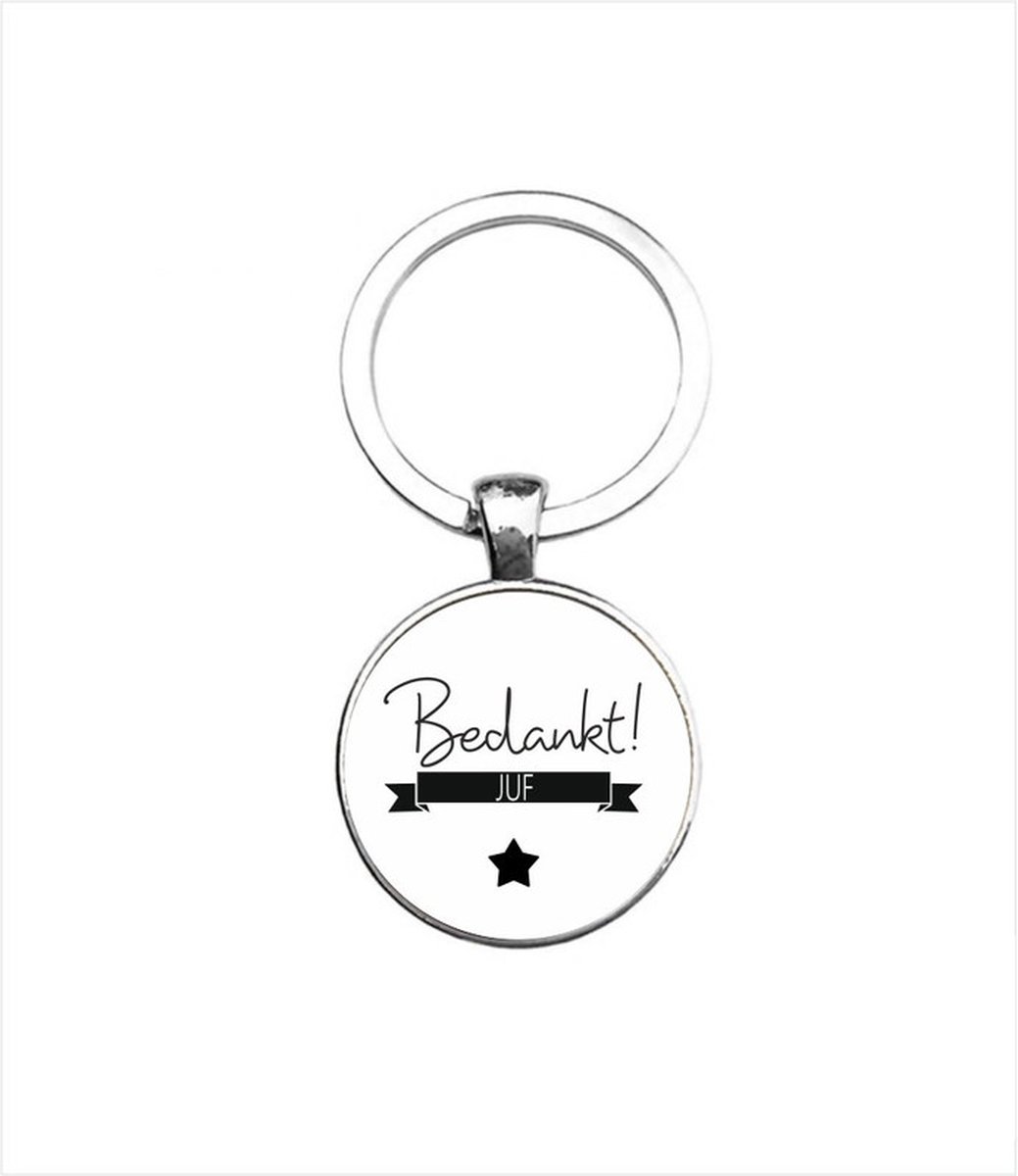 Sleutelhanger Glas - Bedankt Juf