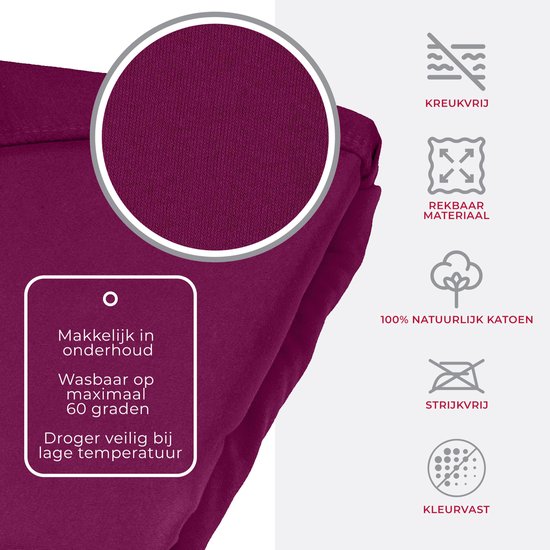 Double Jersey Hoeslaken - Hoeslaken 180x200+30 cm - 100% Katoen  Burgundy