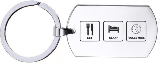 Porte-clés acier inoxydable - Eat Sleep Volley-ball