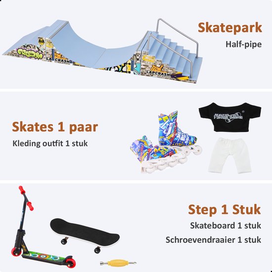 LAPCRASH Fingerboard Skatepark - Vinger Skateboard - 10 delig - Mini Skateboard - Tech Deck Skate Ramp - Vinger Step - Halfpipe - Fingerboard Ramps - Finger Step - Finger Scooter - Finger Bmx - Lapcrash