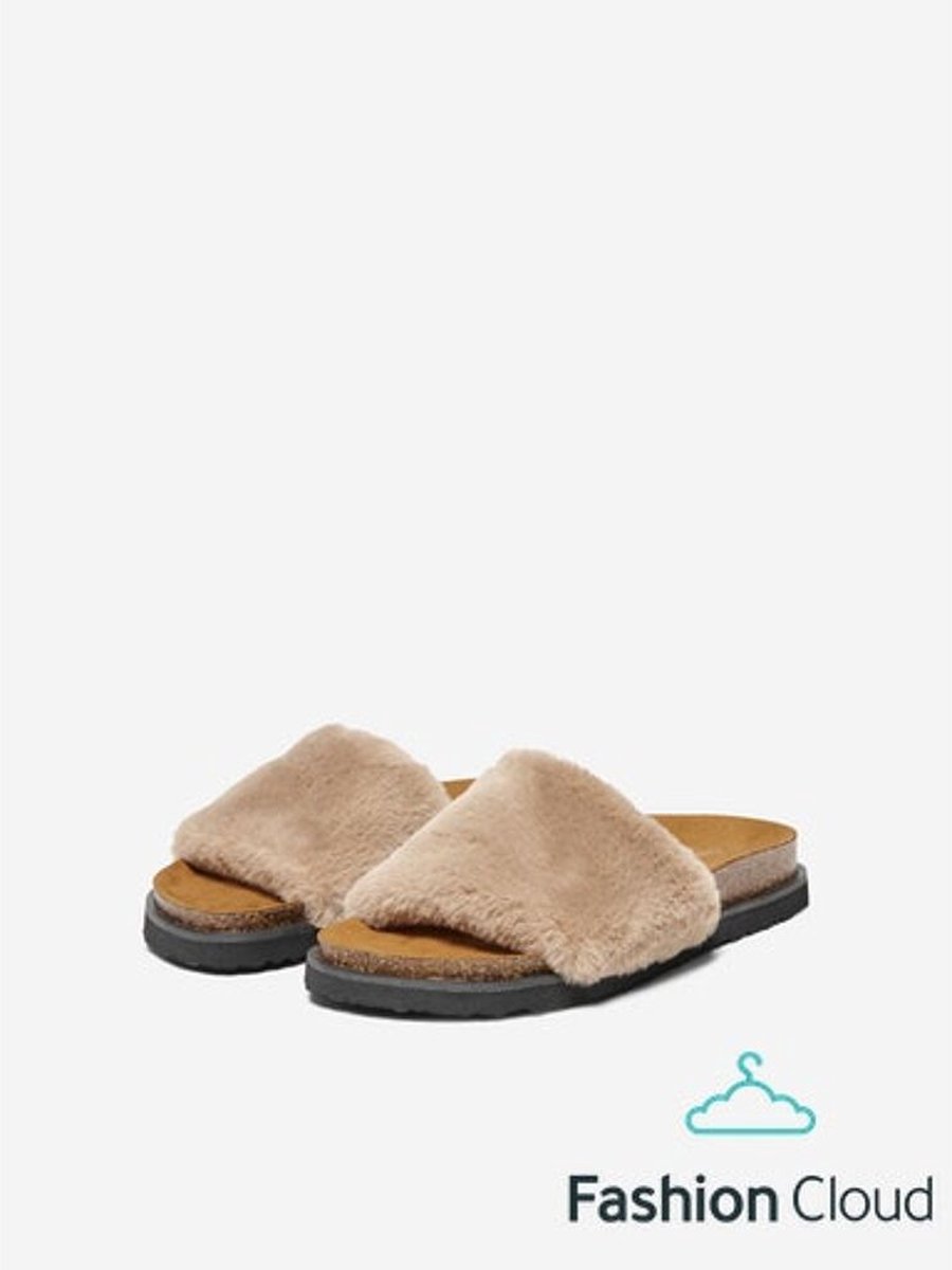 Only Moon -3 Fur Sandal | Camel | Maat: 38