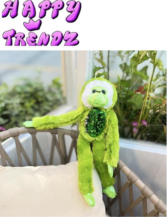 Happy Trendz® Apen Knuffel - Groen - Glitter - plakkende Handen en ...
