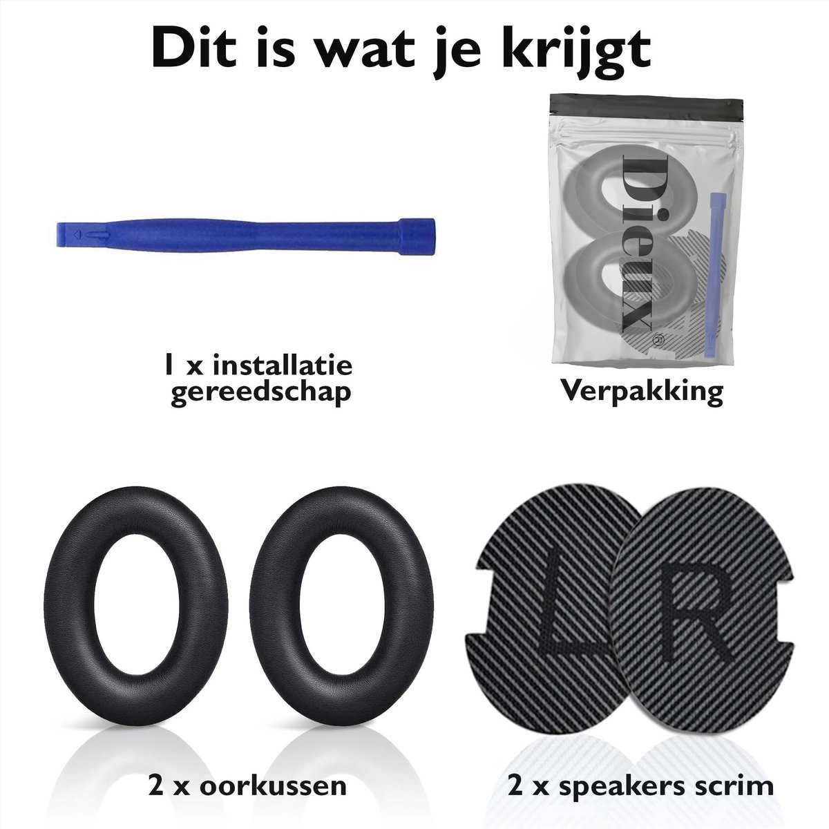 Set Oorkussens voor Bose Koptelefoon met installatie gereedschap - Zwart - QuietComfort 35 - QC35II - QC35 - QC25 - QC15 - QC2 - Soundtrue - Soundlink Around-Ear II AE2 – foto 7