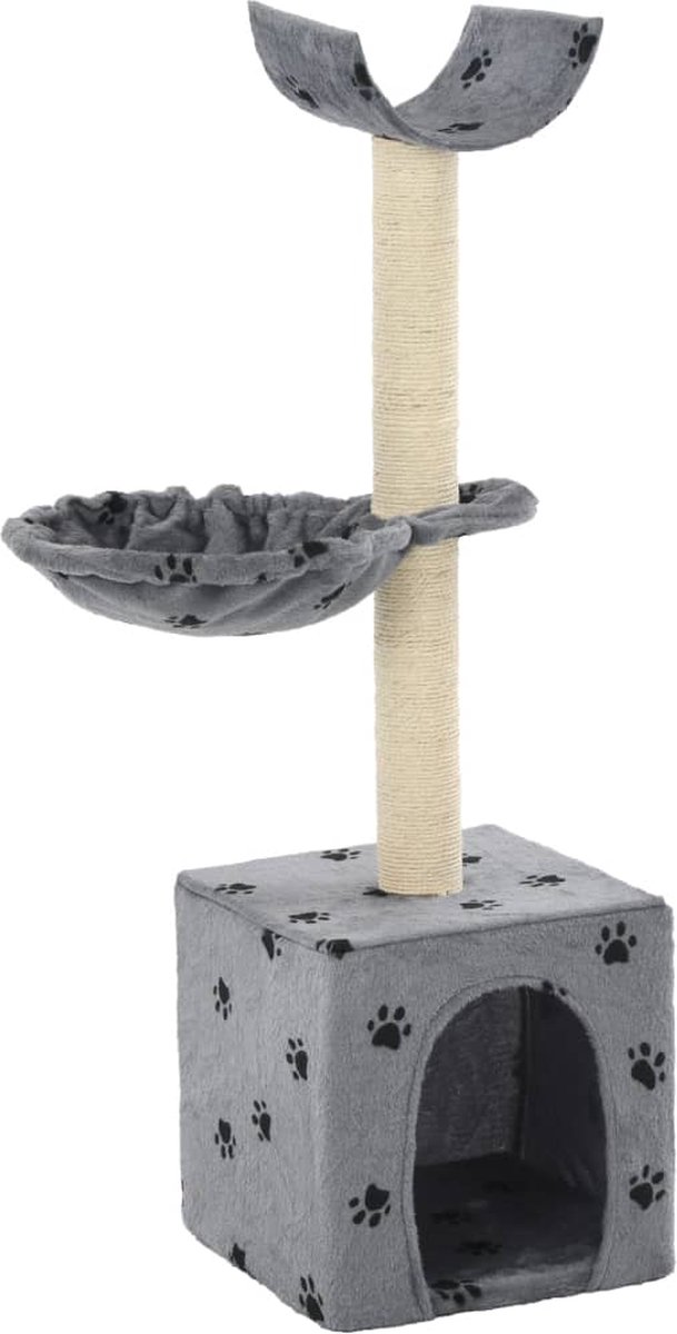 Decoways - Kattenkrabpaal met sisal krabpalen 105 cm pootafdrukken grijs