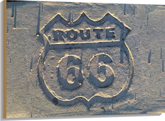 WallClassics - Hout - Route 66 Steen - 100x75 cm - 12 mm dik - Foto op Hout (Met Ophangsysteem)