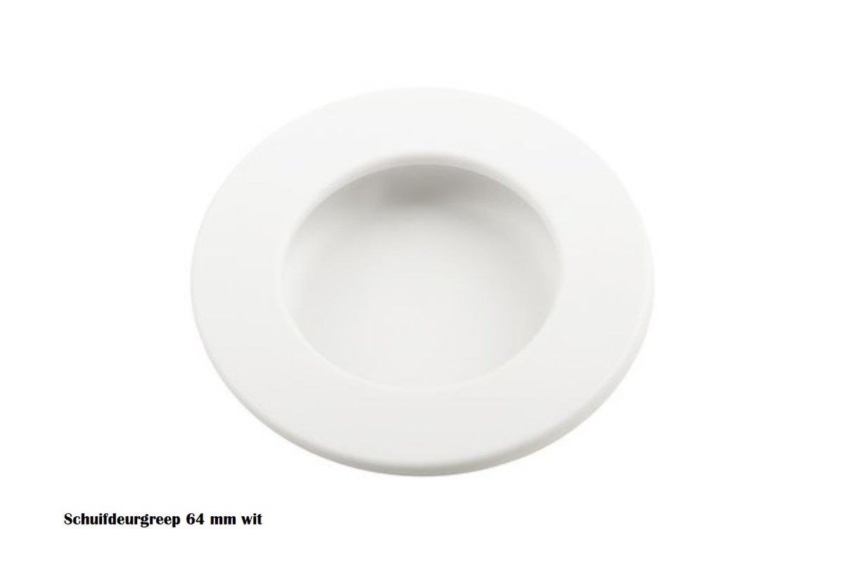 Schuifdeur komgreep WIT rond Ø 64 mm, schuifdeurgreep, schuifdeurkom, ladegreep, deurgreep wit, H030