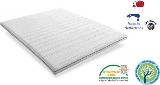 WENDRE Matras Topper 200x200 – 7 cm Koudschuim – Stevig H3 – Comfort Plus – Met Hoekelastieken & Antislip Onderzijde – Wasbare Hoes