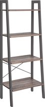 VASAGLE LLS44MG Staande boekenkast, ladderrek met 4 niveaus, metaal, stabiel, eenvoudige montage, voor woonkamer, slaapkamer, keuken, industrieel design, grijs