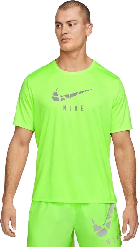 Nike Dri-Fit Run Division sportshirt he donkergroen