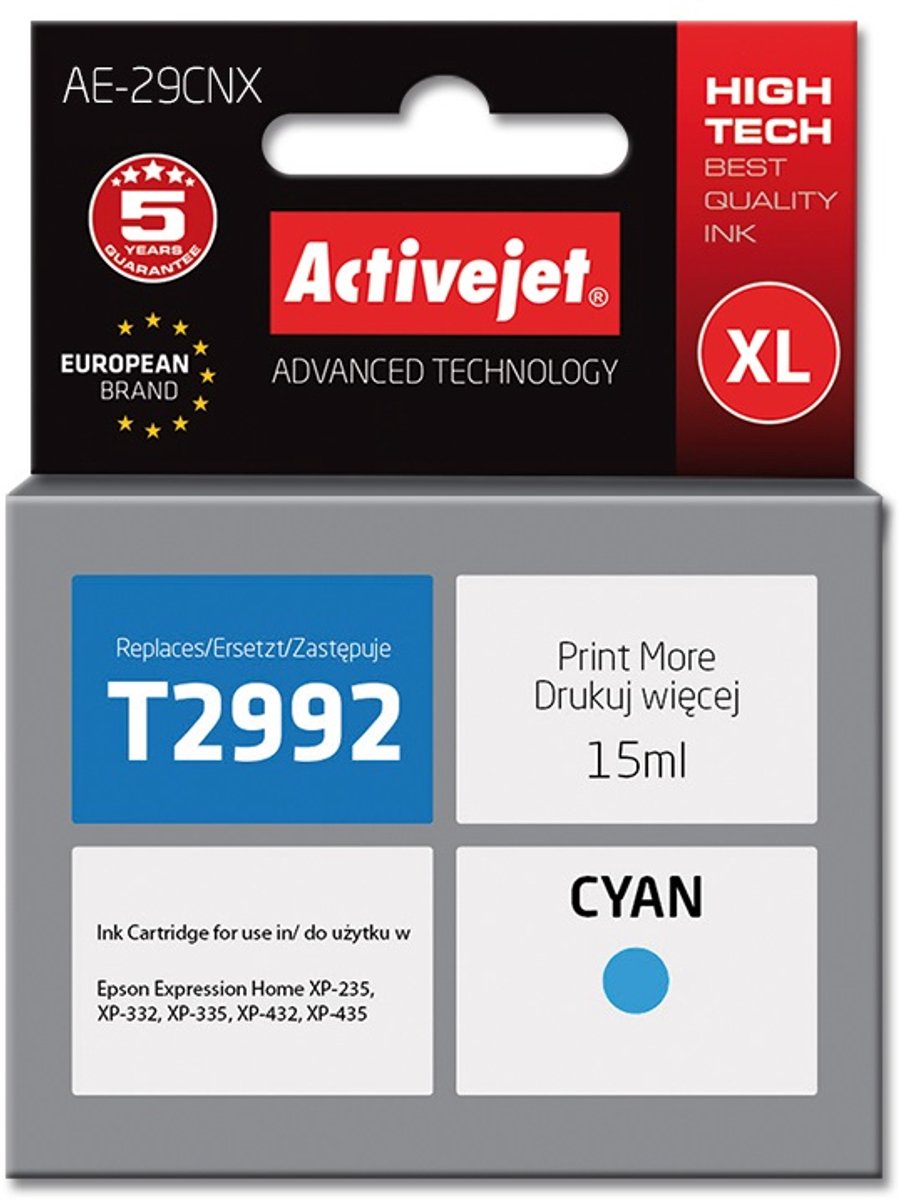 Activejet AE-29CNX inkt (vervanging van Epson 29XL T2992; Supreme; 15 ml; blauw)