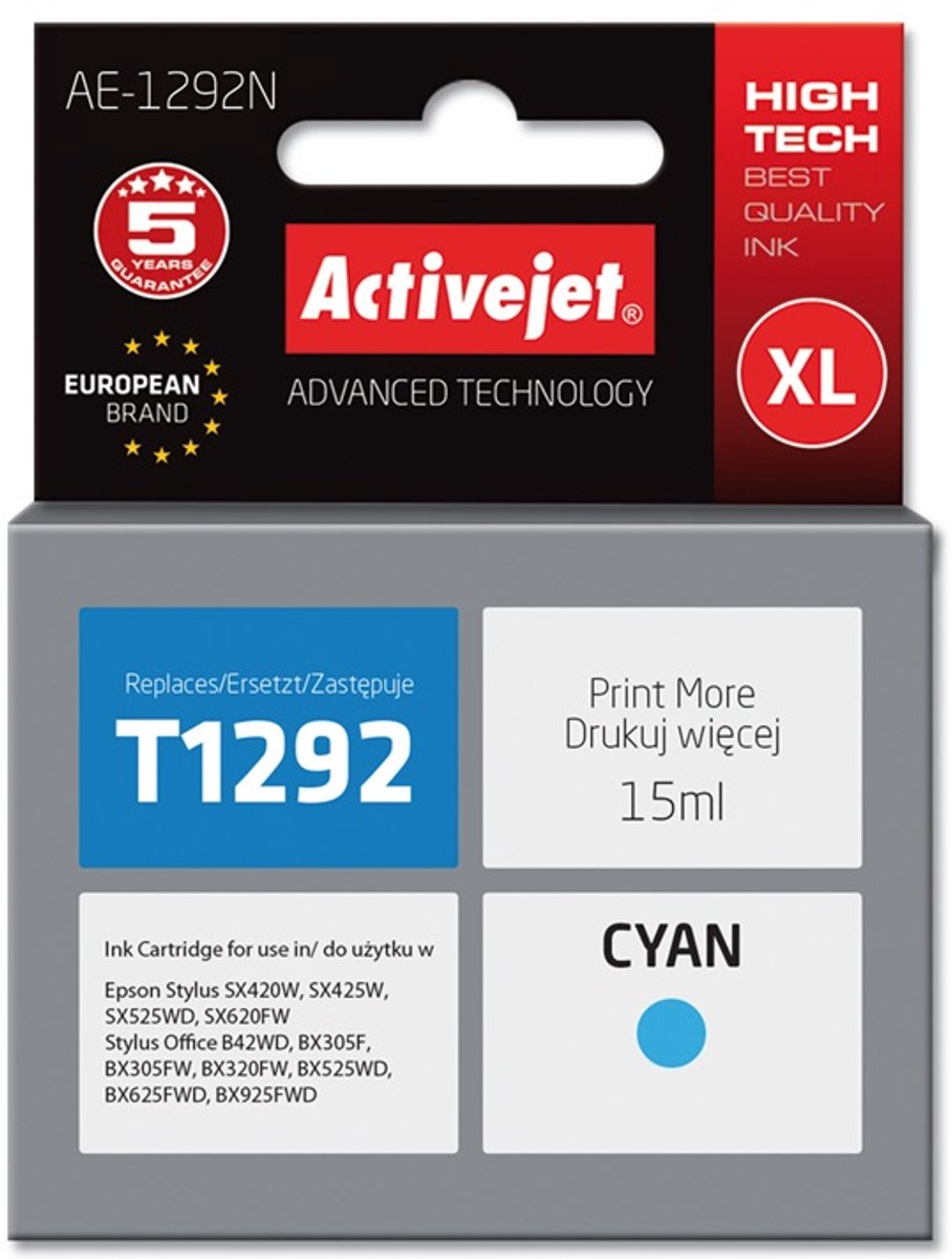 Originele inkt cartridge Activejet AE-1292N Cyaan