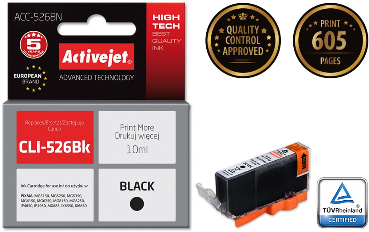 Compatibele inktcartridge Activejet ACC-526CN Cyaan