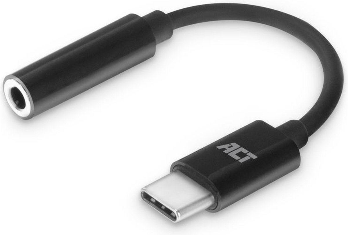 ACT AC7380 USB-C Jack Audio Adapter | 3.5mm | DAC | Hi-Res Audio | Zwart