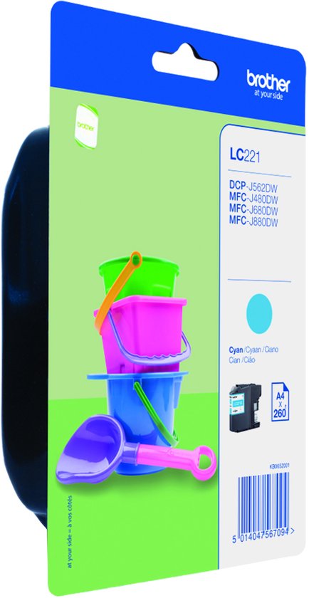 Brother LC221CBP inktcartridge 1 stuk(s) Origineel Normaal rendement Cyaan