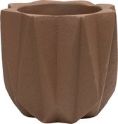 QUVIO Bloempot cement - bloempot - bloempotten - bloempotten voor binnen - bloempotten voor buiten - Pot - Bloem potten - Plantenpotten - 15 x 15 x 14 cm - Bruin