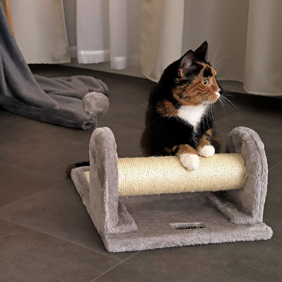 Feandrea Krabpaal, 135 cm kleine kattenboom, pluche krabpaal met meerdere verdiepingen, wasbaar, afneembare zitstang, krabstam, mand, hol, lichtgrijs Feandrea Krabpaal, 135 cm kleine kattenboom, pluche krabpaal met meerdere verdiepingen, wasbaar, afneembare zitstang, krabstam, mand, hol, lichtgrijs